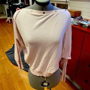 All Saints Elle Jumper heathered light pink off shoulder sweater